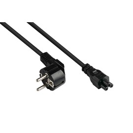 Good Connections P0105-S030 Power Cable 3 m Type E+F (CEE 7/7, Angled) to C5 (Straight), Power Cable for Notebook, Monitor, 0.75 mm² Black