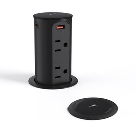 Jgstkcity - Toma de corriente desplegable para encimeras y escritorios, orificio empotrado de 2.5 pulgadas, montaje, USB C de 20 W, 4 pue...