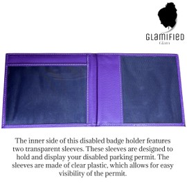 Glamified , glam Soft Leather Disabled Badge Holder Wallet Disability Parking Badge Cover Holder by Glamified Disabled Blue Badge Display Holder (Purple)