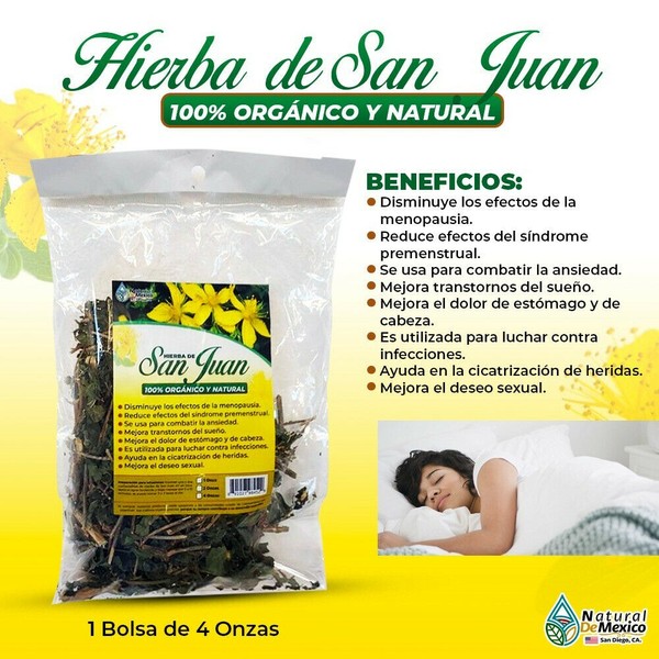 Natural de Mexico USA Hierba de San Juan Hierba Tea 4 oz. 113 gr. St. John's wort Herb