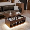 HOMMPA Lift Top Coffee Table with LED Light, Modern Center