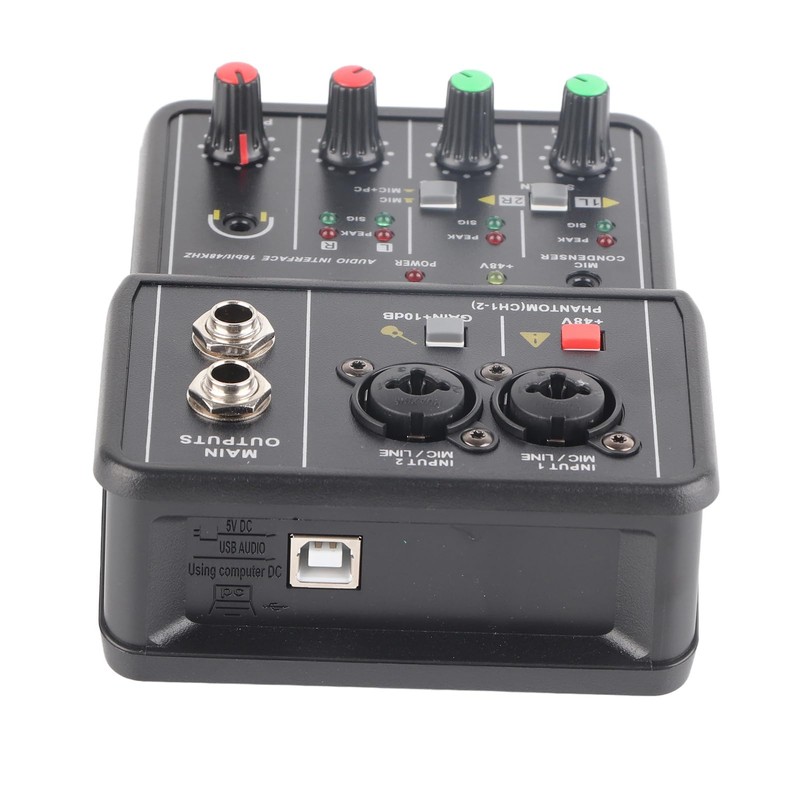 2 Channels Sound Card Mixer, High Accurate USB Sound Console