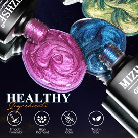 MIZHSE 9D Cat Eye Gel Nail Polish Set, Magnetic Gel Polish 10 ml 6 Colors with 2 Magnet Sticks, Chameleon Galaxy Shiny Magic Effect Cateye Nail Gel Soak off Nail Art Gift for Women