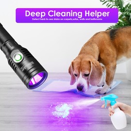 Home Safety 1602 395nm UV Flashlight Blacklight Portable Black Light for for Pet Urine Finding & Mineral, Antique Detection, Scorpion Search, etc (1602_UV395nm)