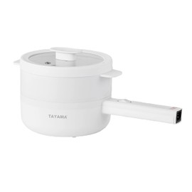 TAYAMA Multi-Function Electric Cooking Pot & Food Steamer 1.5L, White, Medium