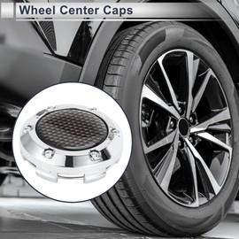 RATCHROLL 1 Pc Universal Wheel Center Caps Hub Caps Rim Center Caps OD: 66mm / 2.60" Silver Tone Plastic for Ford with Brown Carbon Fiber Pattern Sticker