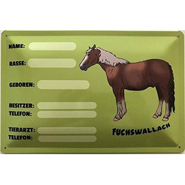 Deko7 Metal Sign 30 x 20 cm Name Plate for Horse Stable Fox Whalmon