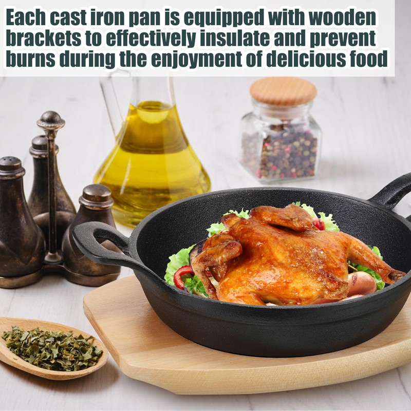 Sliner 4 Sets Mini Cast Iron Skillet Small Cast Iron