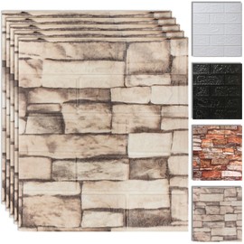 20PCS 3D Wall Panels Peel and Stick Foam, Self-Adhesive Decorative 3D Brick Wallpaper Wall Covering, Faux Stone Wall Panel Foam Brick for Living Room, Kitchen, Bathroom