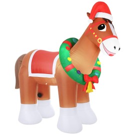 Sonwyoung 9 FT Christmas Inflatable Clydesdale Horse with LED Lights Giant Blow up Animals Cute Clydesdale Horse Inflatables Decorations for Yard Lawn Holiday Garden Farm Themed Party