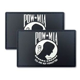 QQSD Pow Mia Flag Patch You are Not Forgotten Tactical Prisoner of War Patch - PVC Hook and Loop Fastener Patch, 2 Pack