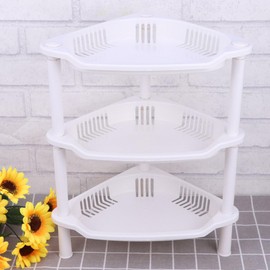 Cabilock 3 Shelves Layer Storage Shelf Cubby Storage Shelf Shelf Storage Home Organizer Corner Small Stand Rack Bathroom Desk Plastic Basket Household Kitchenwhite for Storage Shelf Bathroom Shelves