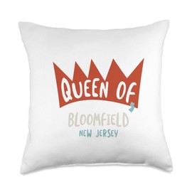 Whyitsme Design Womens Queen of Bloomfield New Jersey NJ Funny Girls Throw Pillow, 18x18, Multicolor
