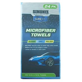 Simoniz Microfiber Car Cleaning Towels - Premium Polishing and Cleaning Cloth for Ultimate Car Care, 24 Pack