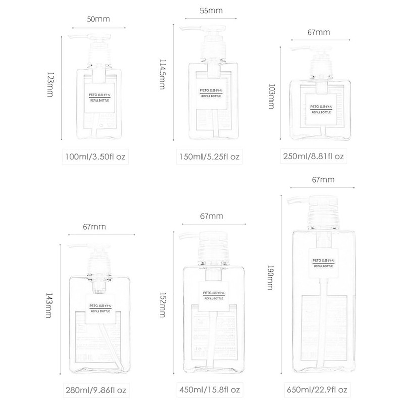 Uviviu Plastic Soap Dispensers for bathroom kitchen,Square Empty Pump Bottle