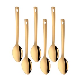 Buyer Star 6 Piece Stainless Steel Serving Spoon Set,13.07-Inch Large Spoons for Kitchen/Parties/Buffet, Mirror Polishing and Dishwasher Safe Heavy-Duty Untils, Gold