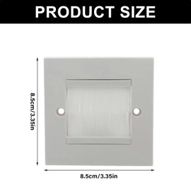2 Pack Brush Wall Plate with White Brushes, Brush Plate for Covering Outlets & Tidying Cords, Wall-Mounted Cable Brush Plate for Easy Cable Management