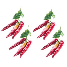 Factory Direct Craft Pack of 4 Artificial Red Chili Pepper Bundles Garden Red Chili Peppers Fake Food for Kitchen Vegetable Displays or Photo Props