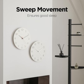 mooas 3D Numbers Modern Wall Clock, 12" Silent Non-Ticking Sweep Movement Decorative Battery Operated Analog Wall Clock for Home Décor Living Room Kitchen Bedroom Office School Hotel (Cream)