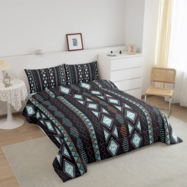Erosebridal Bohemian Comforter Set Boho Aztec Striped Bedding Set for Teens Boys,Tribe Geometry Triangle Duvet Insert Mexican Style Bed Quilt Bohemian Style Room Decor Twin,Southwestern Decor
