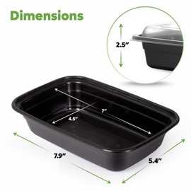 GUSTO [24 oz - 50 Count 1-Compartment Meal Prep Containers with Lids – Reusable, Microwaveable, Dishwasher & Freezer Safe, BPA-Free Food Storage Boxes for Portion Control (Formerly Comfy Package)