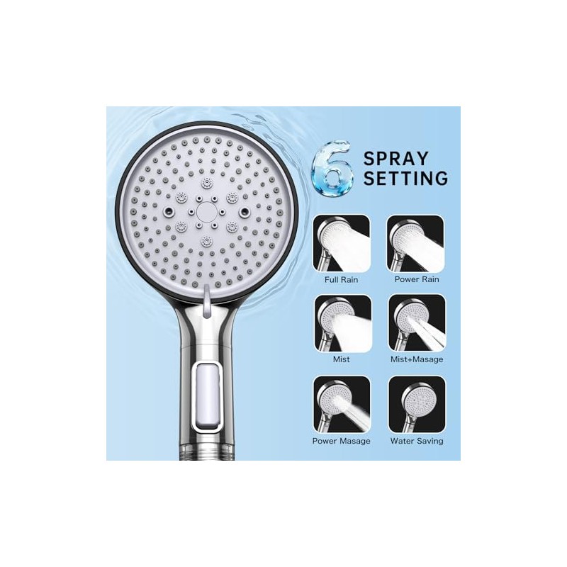 Filtered Shower Head with Handheld, 6-Spray High Pressure Shower Head