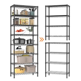 Golpart 8 Tier Adjustable Storage Shelves,Heavy Duty Metal Utility Shelf 1200LBS Capacity,Wire Shelving Unit Organizer Rack for Home,Kitchen,Office,Bathroom,Pantry Room,12" D x 22" W x 72" H,Black