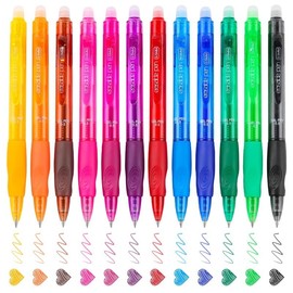 Yomersiah 12 Colours Colourful Pen Set Rollerball Pen, Erasable Pen Ballpoint Pen with Eraser Colourful Set, Gel Pens Erasable Line Width 0.5 mm, Erasable Gel Pen for Children's Pencil Case