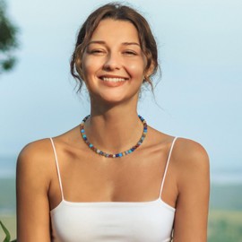 COAI Women's Crystal Bead Necklace 7 Chakra for Women, 40 + 5 cm, Stone