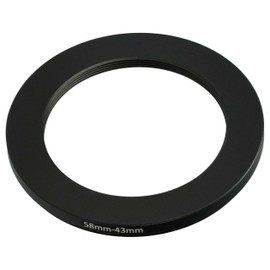 vhbw 58mm to 43mm Step Down Ring Adapter for Camera Lens Filter Adapter Metal Black