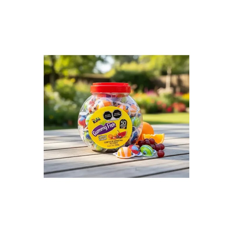 Gomitas Rellenas Gummy Fish Sabores Frutales 50pz 500g