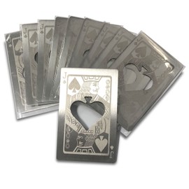 Lesencen Metal Card Bottle Opener Stainless Steel Silver with Engraved Pattern (Style J, 10PCS)