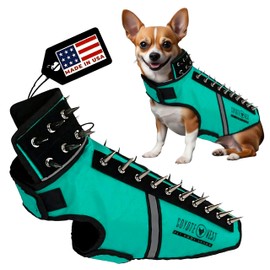 CoyoteVest SpikeVest Dog Harness Vest for Small Dogs, Reflective Dog Vest with Spikes to Shield Your pet from Coyotes, Raptor and Animal Attacks, Anti Hawk Vest, Made in USA (S-Turquoise)