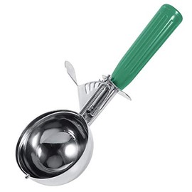 Cuchara de fruta de acero inoxidable, práctica cuchara de bola de helado de fruta de acero inoxidable con plástico Gatillo fácil Herramienta de cocina Cucharón(Verde (6.5cm))