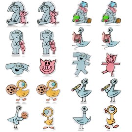 Feuid Gniea Cute Animal Cartoon Stud Earrings - 10Pairs Funny Elephant and Piggie Pigeon Bird Duck Book Character Studs Mix & Match Back to School Jewelry Earrings Gift for Teachers Appreciation Gift