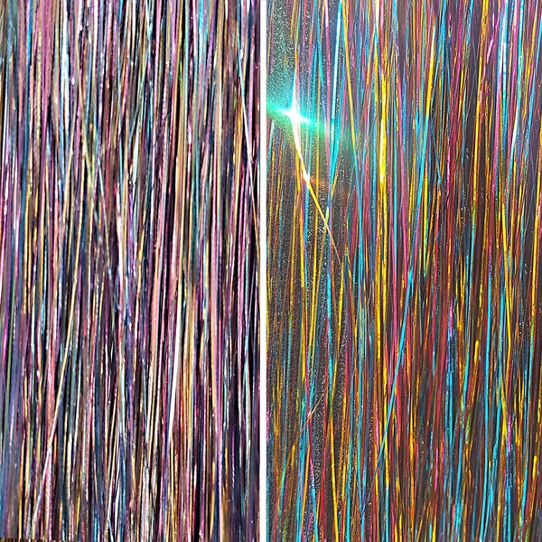 40” Hair Tinsel 200 Strands Two Shiny Colors (Unicorn Rainbow & Pastel Rainbow)