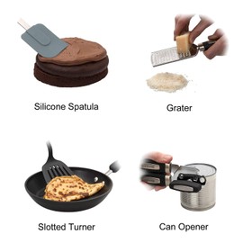 38-piece Kitchen Utensils Set Home Cooking Tools Gadgets Turners Tongs Spatulas Pizza Cutter Whisk Bottle Opener, Graters Peeler, Can Opener, Measuring Cups Spoons (Red)