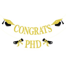 Congrats PHD Banner, 2025 PHD Graduation Banner, Congratulations PHD, 2025 DR/PHD Graduation Party Decorations, Gold Glitter