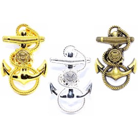 US Coast Guard Anchor Cap Hat Badge Screw Back USCG Pin Naval Insignia 3 PCS SET