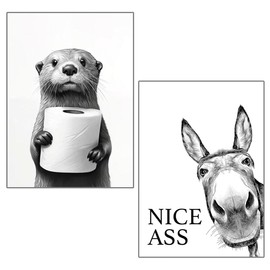 Artspherees Bathroom Picture Set of 2 Toilet Pictures Decorative Poster Bathroom Pictures Poster Funny and Humorous Pictures for Bathroom Toilet Washroom Decoration 21 x 30 cm Unframed