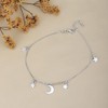 Vanbelle Sterling Silver Jewelry Hanging Moon and Star Anklet with