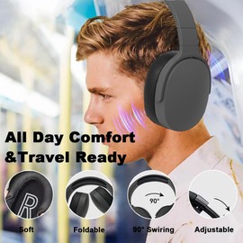YiYunTE Headphones Wireless Bluetooth Over Ear Headphones Noise Cancelling On Ear Headphones Over Head Wired Headphones with Microphone Jack Foldable Headphone Black Headset for Gaming Gym PC Laptop