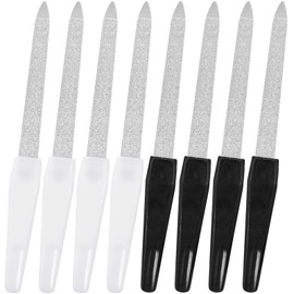 LICQIC Metal Nail File, Stainless Steel with Anti Slip Handle, 8 Pcs (Black+White)