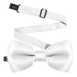 Medsuo Adjustable Kids Bow Tie Pre-tied Bowtie Classic Solid Color Children Bow Tie Little Boys' Bow Ties Neck Bowtie for Kids Toddler Baby Wedding Party Photo - White