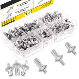 Mardatt 130Pcs M5 x 7/9/ 11mm Aluminum Core Rivets with Round Head, Half Round Head Hammer Drive Rivets, Knock Type Expansion Aluminum Rivets for Home Electronic Equipment