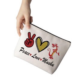 Mu-LAN Cartoon Movie Inspired Mushu Gift Peace Love Mushu Makeup Bag for Mushu Lover (Peace Love Dragon CA)