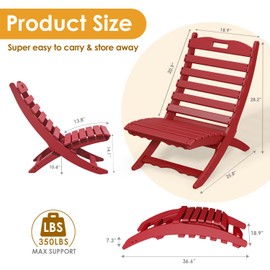 IVY&LANE Portable Xavier-Chair | Folding-Adirondack-Chairs | Wave | HDPE Plastic | Limited Edition | Red | All-Weather Resistant | for Outdoor Fire-Pit Patio Lawn Beach Poolside