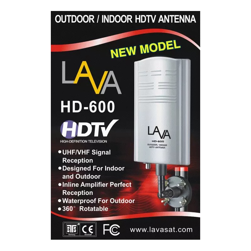 LAVA HD-600 Indoor/Outdoor HDTV Antenna, Apartment Best, Full 4K Free