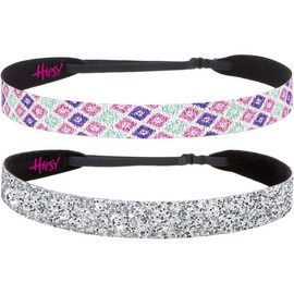 Hipsy Women's Adjustable Cute Fashion Sparkly Diamonds Headbands Hairband Multi Pack (2pk Silver & Pastel Sparkly Diamonds)