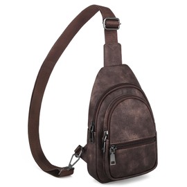 SYTRAH Sling Bag for Women, Crossbody Bags for Women Trendy Fanny Pack Crossbody Purse Vegan Leather Sling Backpack Mocha Cofee